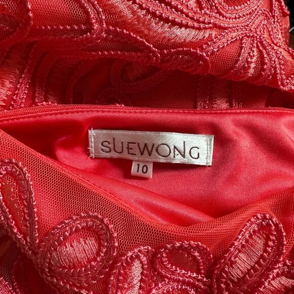 Sue Wong Bateau Ribbon Embroidered Cocktail Dress Style C3535 Preppy Wedding - Picture 3 of 7